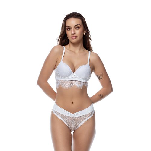 CALCINHA TANGA RENDA CÓS MICROFIBRA - BRANCO - 030... - Loik