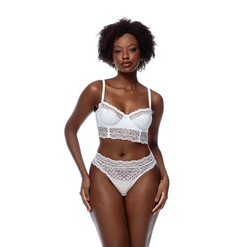 CALCINHA FIO DUPLO CÓS EM RENDA - BRANCO - 0444-BR... - Loik