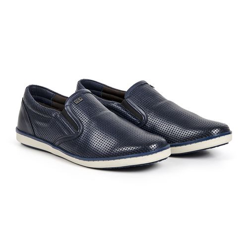 Sapatenis Casual Calprado Couro Plume Azul - KA-20... - LOJA CALPRADO