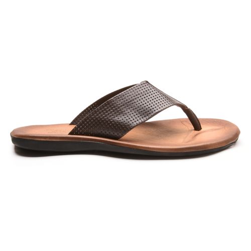 Chinelo Masculino Café em Couro - KA-4012ACAFE - LOJA CALPRADO