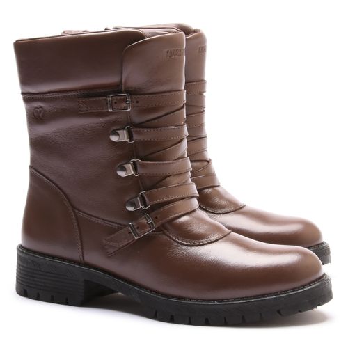 Bota/Coturno Feminina Kader Woman Couro Plume Choc... - LOJA CALPRADO