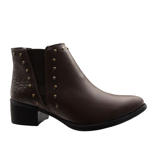 Bota Feminina em Couro Croco Chocolate Calprado - ... - LOJA CALPRADO