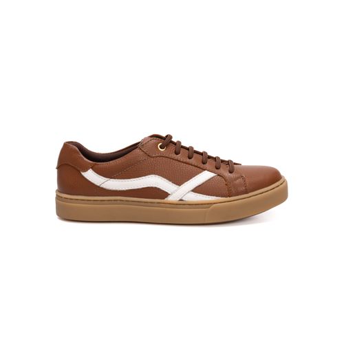 Tênis Feminino Calprado Whisky em Couro Detalhe Br... - LOJA CALPRADO
