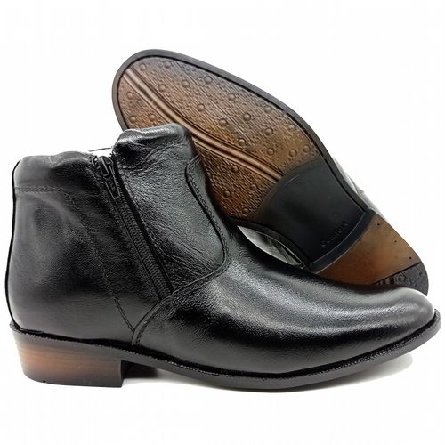 Bota Masculina Confort Em Couro Kéffor Preto Confo... - KÉFFOR Calçados