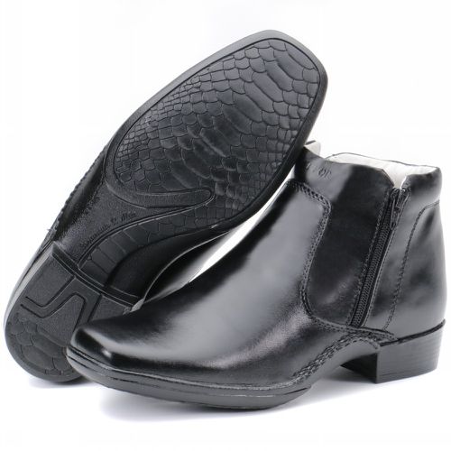 Calçado Bota Masculina Confort Em Couro Preto Kéff... - KÉFFOR Calçados