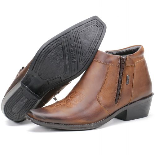 Bota Masculina Em Couro Bico Fino Kéffor Linha Com... - KÉFFOR Calçados