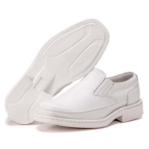 Sapato Ortopédico De Couro Branco Calce Fácil Conf... - KÉFFOR Calçados