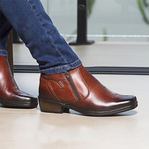 Bota Masculina Em Couro Kéffor Cor Mogno Linha Ari... - KÉFFOR Calçados