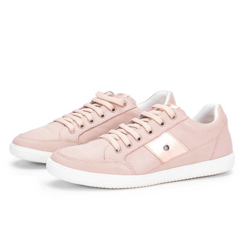 Tênis Casual Feminino De Couro Confortável Rosa Lu... - KÉFFOR Calçados