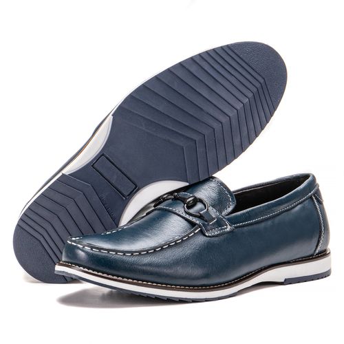 Sapato Oxford De Couro Legítimo Azul Com Gravata M... - KÉFFOR Calçados