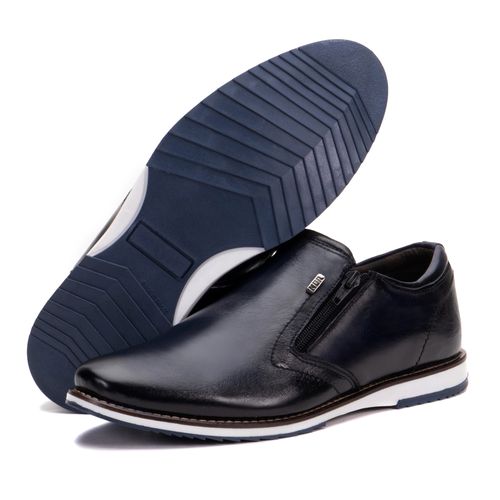 Sapato Oxford Masculino De Couro Marinho Com Zíper... - KÉFFOR Calçados