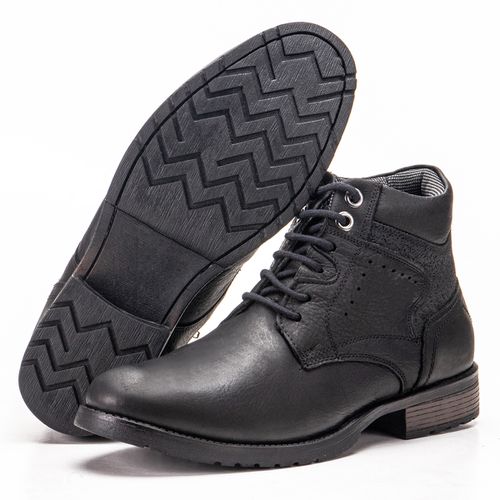 Coturno De Couro Legítimo Masculino Militar Preto ... - KÉFFOR Calçados