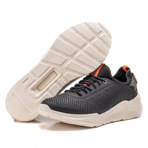 Sneaker Masculino De Couro Preto Laranja Rav - 142... - KÉFFOR Calçados