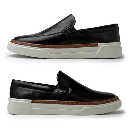 Tenis iate masculino de couro preto top