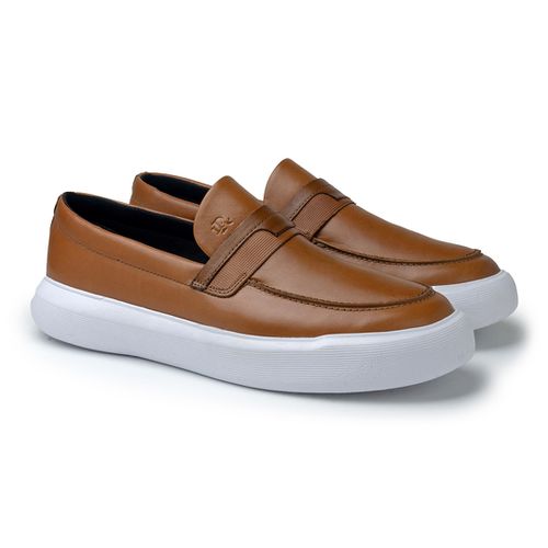 Slip On Cell Masculino em Couro - Whisky
