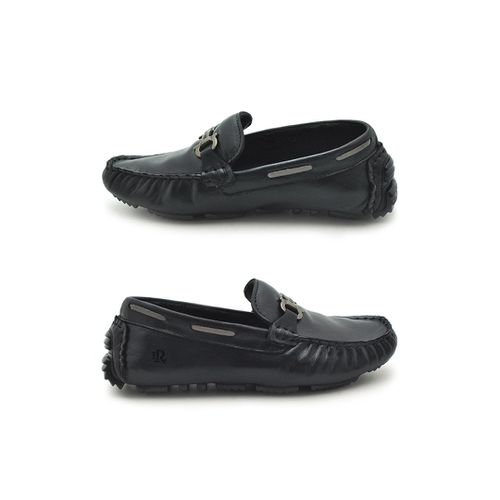Mocassim Bali Infantil de Couro Preto Silver Cal ados Laroche