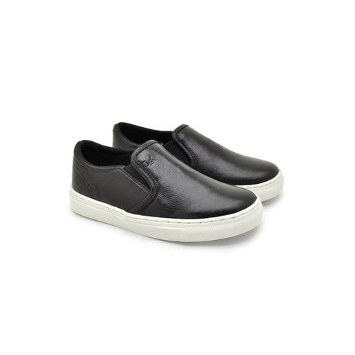 Slip On Yate Infantil Stratus em Couro Preto