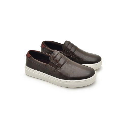 Slip On Yate Infantil Stratus em Couro - Café