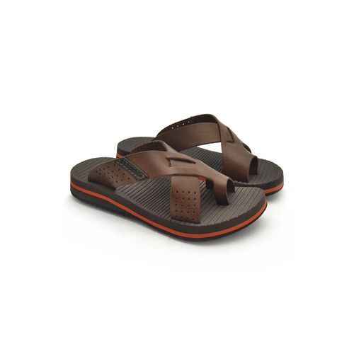 Chinelo Infantil Toledo em Couro - Mel/Café