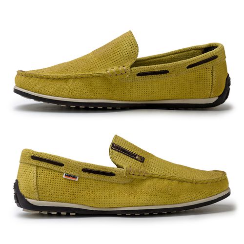 Mocassim Paraty Masculino de Couro Amarelo E L Cal ados Laroche
