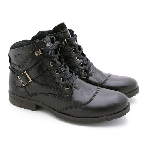 Bota Saara Masculina em Couro - Preto