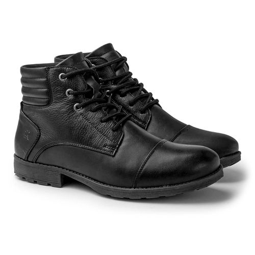 Bota Saara Masculina em Couro - Preto