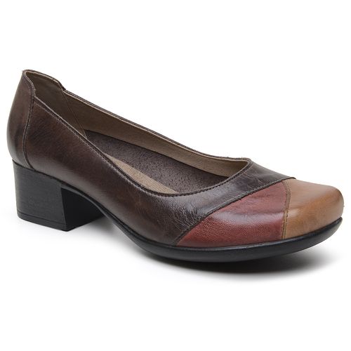 Sapato Celeste Salto Baixo Couro Legítimo - Loja Miuzzi