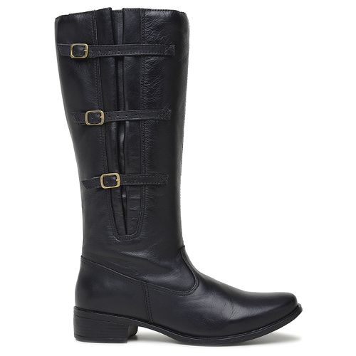Bota Feminina Montaria Modelo Ajustável Couro Legí... - Loja Miuzzi