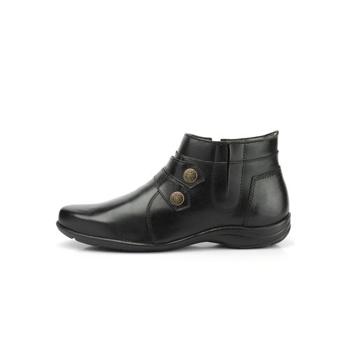 Bota Cano Curto Ref 1093 Preto Couro Legítimo - Loja Miuzzi