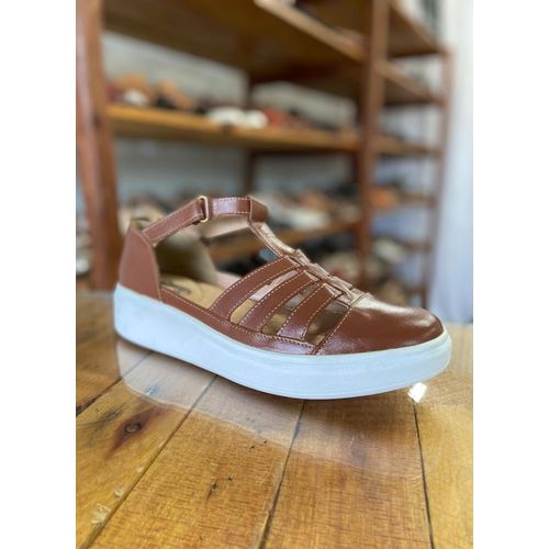 Assandalhado Feminino Modelo Plataforma Couro Legí... - Loja Miuzzi