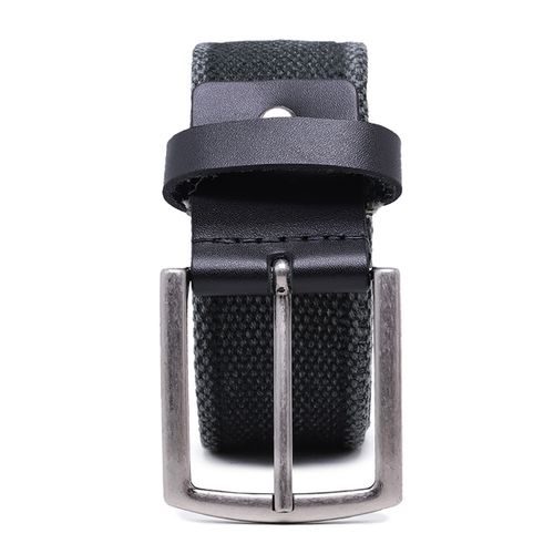 Cinto masculino casual em gorgurão cor preto envelhecido e couro legítimo preto 4 cm largura - Loja Pierrô | Calçados Masculinos e Femininos