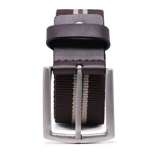 Cinto masculino casual em gorgurão cor marrom e bege couro legítimo marrom 4 cm largura - Loja Pierrô | Calçados Masculinos e Femininos
