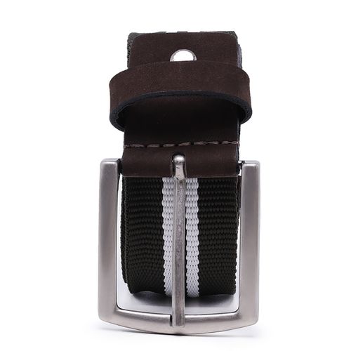 Cinto masculino casual em gorgurão cor branco e preto couro legítimo marrom 4 cm largura - Loja Pierrô | Calçados Masculinos e Femininos