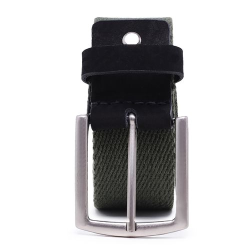 Cinto masculino casual em gorgurão cor verde militar couro legítimo preto 4 cm largura - Loja Pierrô | Calçados Masculinos e Femininos
