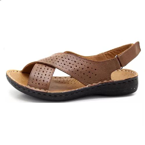 Sandália Feminina couro legítimo cor caramelo super confortável - Loja Pierrô | Calçados Masculinos e Femininos