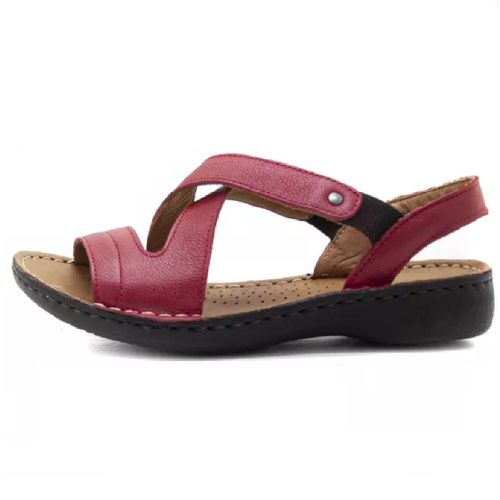 Sandália Feminina couro legítimo cor vermelho super confortável - Loja Pierrô | Calçados Masculinos e Femininos