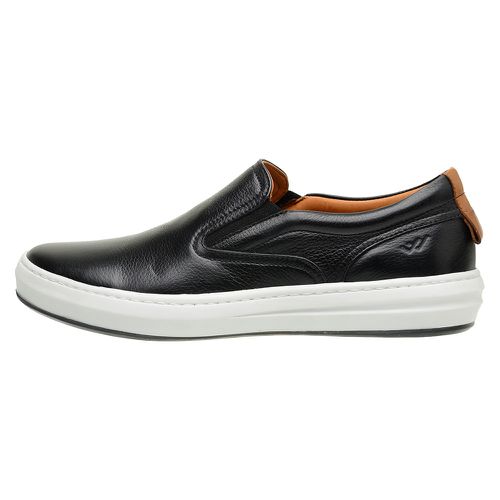 Tênis masculino slip on em couro legítimo cor preto - Loja Pierrô | Calçados Masculinos e Femininos