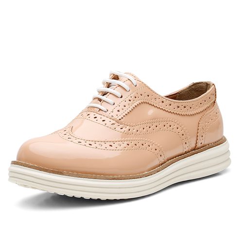 Oxford feminino couro legítimo verniz cor nude - Loja Pierrô | Calçados Masculinos e Femininos