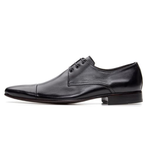 Sapato Social Masculino modelo Italiano de amarrar couro legítimo cor preto e sola de couro - Loja Pierrô | Calçados Masculinos e Femininos