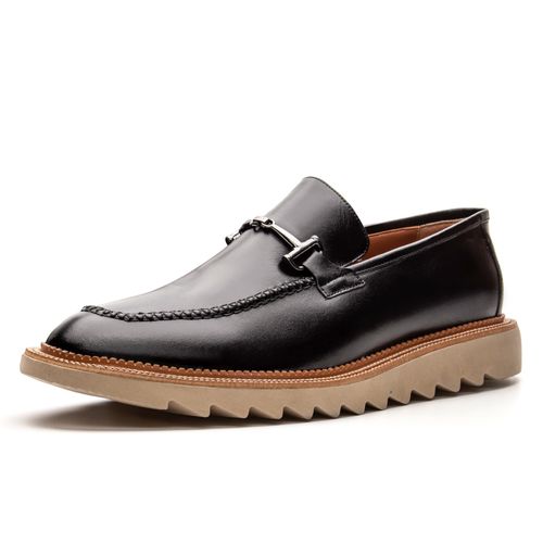 Mocassim loafer masculino tratorado couro legítimo cor preto tipo exportação - Loja Pierrô | Calçados Masculinos e Femininos