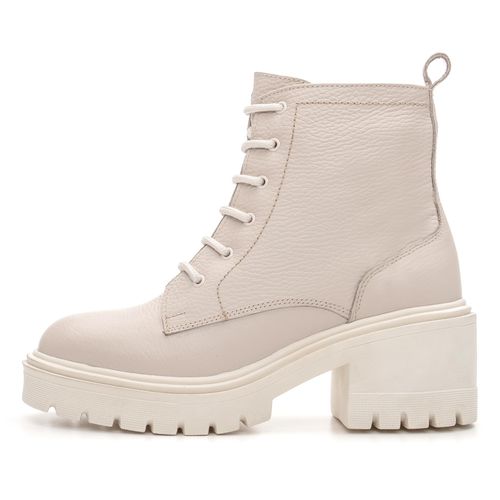 Bota Coturno feminina tratorada couro legítimo cor off white super conforto - Loja Pierrô | Calçados Masculinos e Femininos