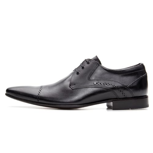 Sapato Social Masculino modelo Italiano de amarrar couro legítimo cor preto e solado de couro - Loja Pierrô | Calçados Masculinos e Femininos