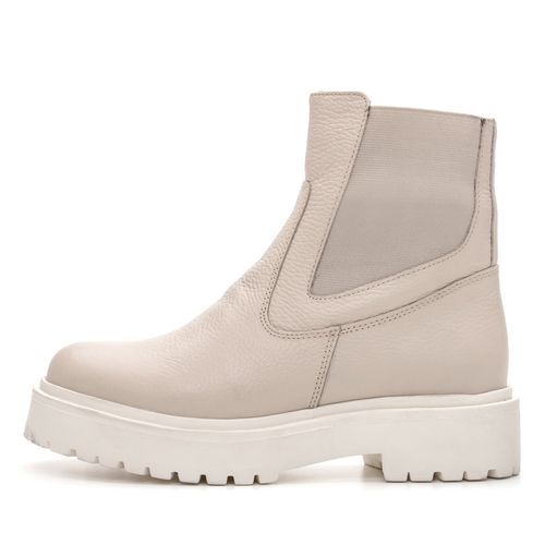 Bota feminina plataforma tratorada couro legítimo cor off white calce fácil - Loja Pierrô | Calçados Masculinos e Femininos