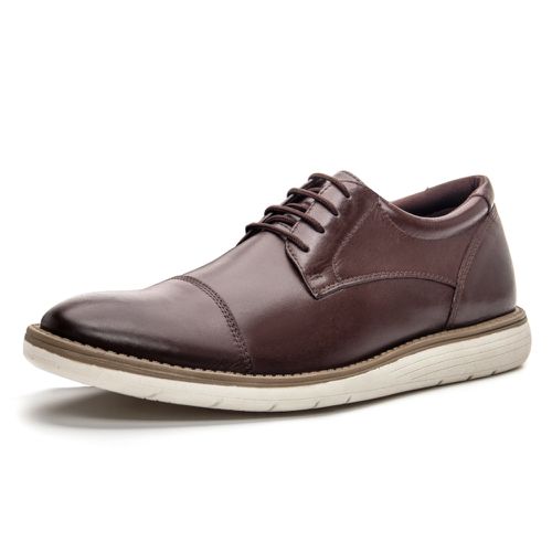 Sapato masculino de amarrar super confortável couro legítimo cor marrom solado claro - Loja Pierrô | Calçados Masculinos e Femininos