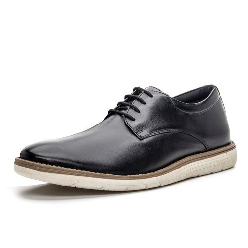 Sapato masculino de amarrar liso super confortável couro legítimo cor preto solado claro - Loja Pierrô | Calçados Masculinos e Femininos