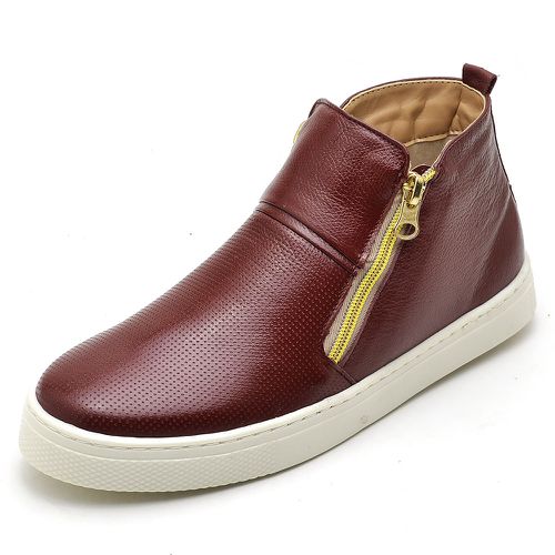 Tênis feminino slip on couro legítimo cano alto cor jabuticaba - Loja Pierrô | Calçados Masculinos e Femininos