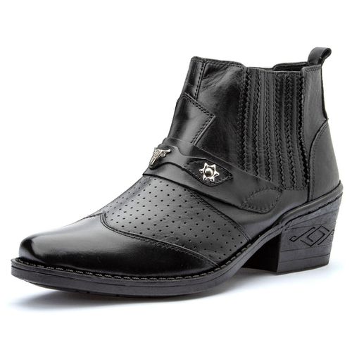 Bota Masculina country conforto couro legítimo cor preta estilo texana - Loja Pierrô | Calçados Masculinos e Femininos