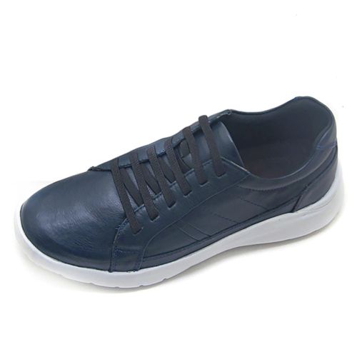 Sapatênis Masculino calce fácil couro legítimo cor azul extremo conforto - Loja Pierrô | Calçados Masculinos e Femininos