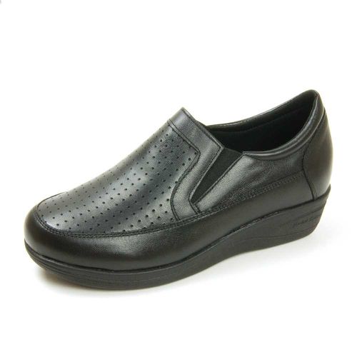 Sapato feminino ortopédico com elástico couro legítimo cor preto - Loja Pierrô | Calçados Masculinos e Femininos
