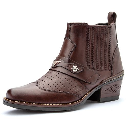 Bota Masculina country conforto couro legítimo cor café estilo texana - Loja Pierrô | Calçados Masculinos e Femininos